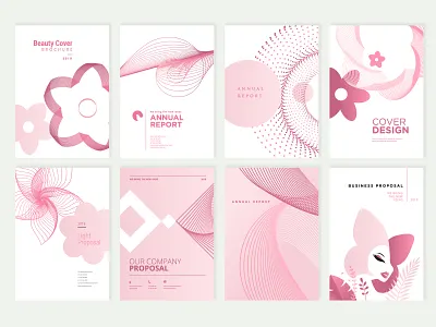 Set of brochure and annual report cover design templates beauty flower poster
