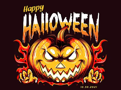 Happy Halloween art digital drawing happy halloween illustration illustrator pumpkin tshirt design