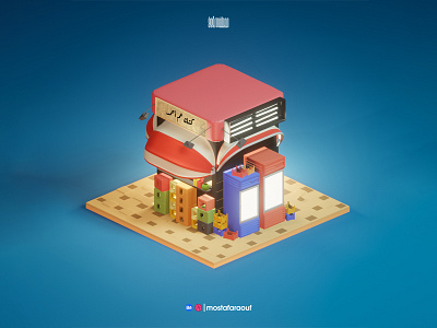 Egyptian kiosk 3d 3dart blender branding cairo egypt illustration