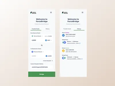 ForceBridge dApp blockchain bridge crypto dapp design ethereum mobile web3