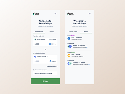ForceBridge dApp blockchain bridge crypto dapp design ethereum mobile web3