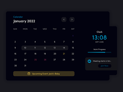 Calendar Application app calendar calendar application clock design event time ui