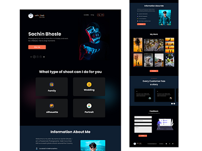 Landing Page of the Photographer design photgrapher photography ui uidesign ux webdesign