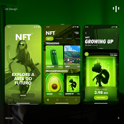 NFT™ + Figma Template app branding green instagram mobile nft