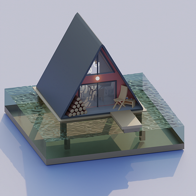 Triangle house 3d blender illustration