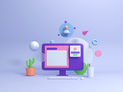 Personal profile 3d 3d elements 3d illustration login ui