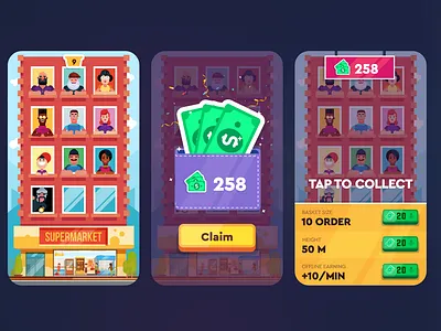 Basket Game UI and App Icon app ui branding design flat ui design game game ui illustration logo mobile game sample app ui ui ui design vector