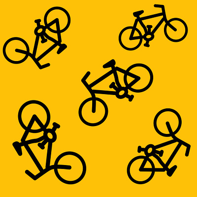 a Vector illustration of several bicycle icons on an orange back drawing graphic design icon illustration vector