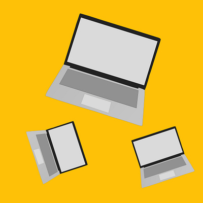 a Vector illustration of several laptop icons on an orange backg bussines design graphic design icon illustration image laptop vector