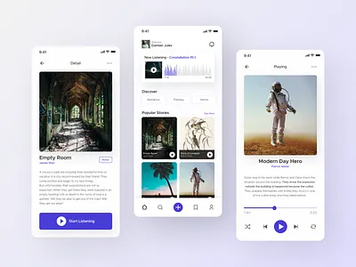 Audiobook Novel App audio app audiobook minimalist mobile design music app ui ui design
