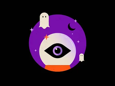 Hallows Eve Again creepy digital illustration eye eyeball fortune future ghost halloween hallows eve illustration moon october orange purple spooky vector