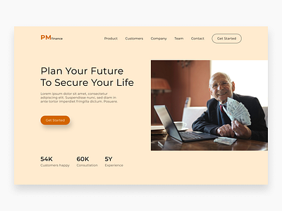 PMfinance-Financial planning agency (hero section) agency branding finance finance agency landing page landing page design product design saas ui ui design ux web agency