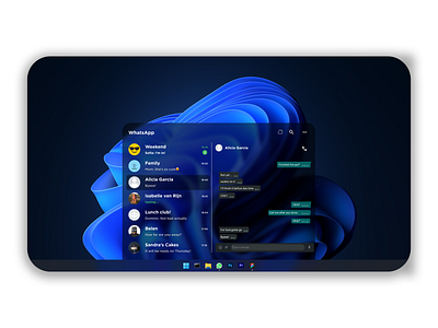 WhatsApp for Desktop Frosted Glass Theme application branding chat chat web chat web application chatbot chatting dashboard facebook facebook messenger messenger minimal redesign telegram text app texting app ui ui kit viber whatsapp