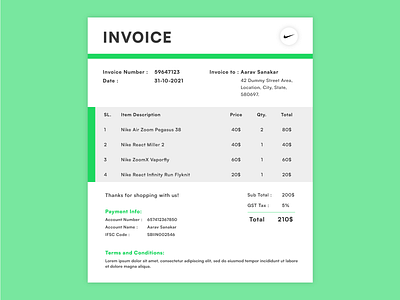 Invoice Page Design adobe xd branding dailyui design illustration logo ui ui design ux vector