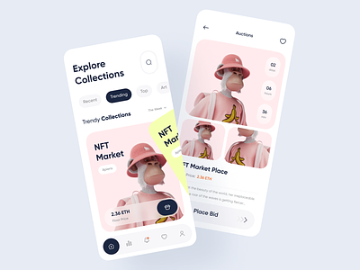 NFT Marketplace App app app design mobile mobile app nft app nft marketplace nft mobile app uiux