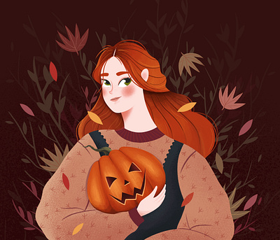 Halloween Vibes autumn branding character design girl halloween halloweenmood holiday illustration pumpkin vector