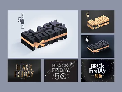 Set of eye catching Black Friday sale banners 3d template