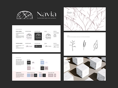 Navia - sustainable high end cosmetics branding design feminine illustration logo luxury minimal packaging