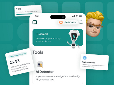 AI Buddy-The Ultimate AI Detection & Paraphrasing Tool ai chat android app design branding chatbot design illustration ios logo product design research ui ui ux ux ux design