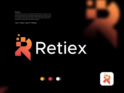 tech logo for Retiex abstract logo app icon brand development brand identity branding creative logo design ecommerce gradient logo logo logos minimal modern logo monogram pixels logo software logo symbol technology vector