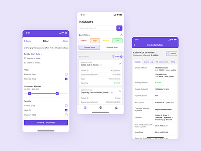 Mobile App for Incidents Log app data design mobile table ui ux