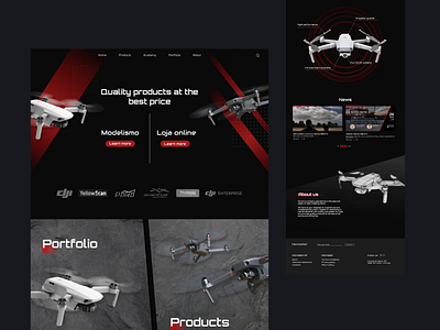 Drone website categories dark design division double landing page drones future futuristic landing page red split screen tech technology ui ux website