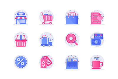 Shopping Web Icons android app cartoon commerce flat gradient icon icons ios mobile modern pack pictogram set shadow shop shopping vector web website