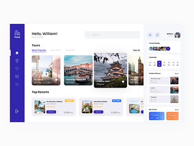 Travel Dashboard card cards clean dashboard dashboard ui packages product design saas ui user dashboard ux