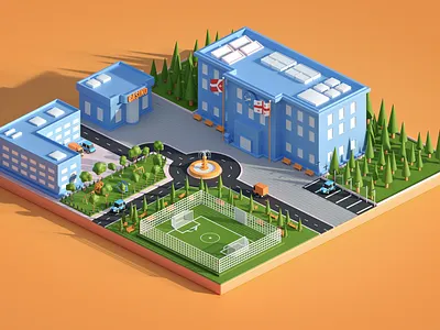 3D City 3d 3d city buildings cinema4d cute design graphic design illustration redshift render rendering road toy yellow