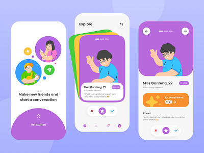 Social App affinitydesigner app branding chat colorful dating design figma flat illustration modern social ui ux