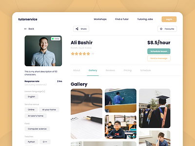 Profile page - Gallery design gallery tutor profile ui ux