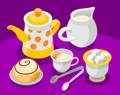 Tea day composition beverage cup dessert hot illustration isometric tea vector