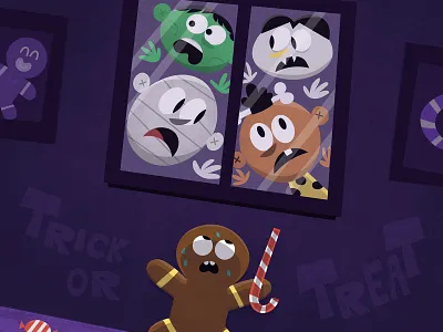 HAPPY HALLOWEEN | Retro Illustration adobeillustrator cartoon character characterdesign children gingerbread man halloween illustration kids mummy retro vampire vector vintage zombie