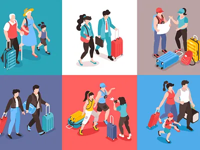 Travel people design concept adventure illustration isometric tourist travel vacation vector