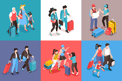Travel people design concept adventure illustration isometric tourist travel vacation vector