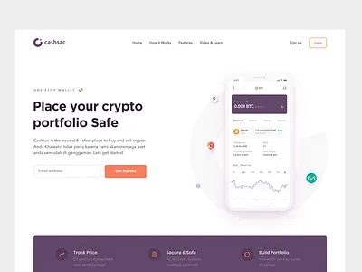 Cashsac App Landing Page blockchain crypto landing page light theme ui web design website