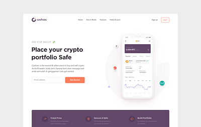 Cashsac App Landing Page blockchain crypto landing page light theme ui web design website