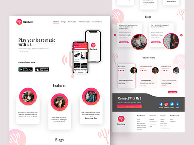 Landing Page adobexd branding design instruments ios landing page music pink presentation product design red rent rental website website design white