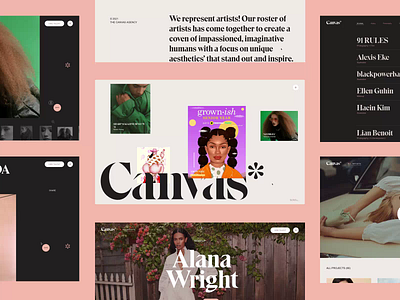 Canvas Website Reveal about page animation artist management branding canvas canvas agency design graphic design illustration interactive design mobile motion graphics portfolio portfolio site typography ui ux design web website