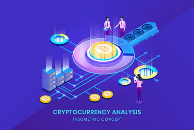 Cryptocurrency Bitcoin Analysis - Isometric 3D 3d app bitcoin blockchain btc coin concept crypto cryptocurrency currency design icon illustration illustrations isometric vector web web design web development website