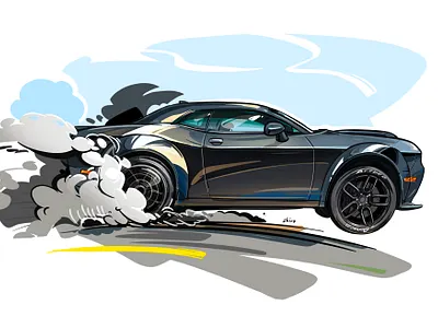 Dodge Challenger atturo car cartoon dodge dodge challenger hellcat illustration mopar musclecar raceway racing shirooo speed way sport supercar tyres wheels