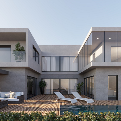 Exterior Hill Manson 3d architecture cgi design exterior mansion pool rendering villa