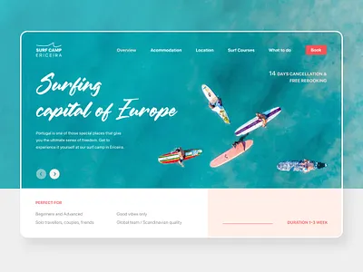 Surf Camp Website cover design inspiration minimalistic mobile surf camp surfers surfing ui ux web website