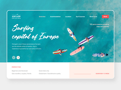 Surf Camp Website cover design inspiration minimalistic mobile surf camp surfers surfing ui ux web website