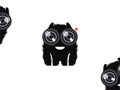 Camera Beast logo design: cute monster + camera lenses for eyes animal beast camera creature cute dslr film fur icon lens lenses logo logo design monster photo photographer photography shutter aperture video wild