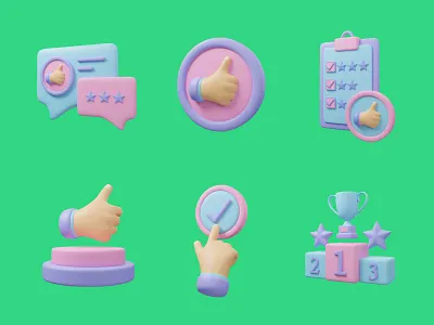Rating Validation Icon Set 3d quality