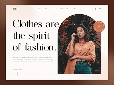 Fsion - Fashion Website beautiful clean design fashion hypebeast landing page model modern screen streetwear ui ui design ux wardrobe web design website woman