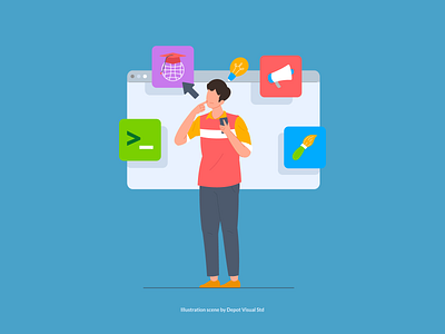 Find Online Course character course design flat illustration illustrator online people website