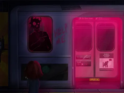 Train of Dark Thoughts dark demon depression design digital painting graphic designer halloween illustration mental health photoshop storyboard vector vector illustration vectorart wacom