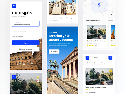 Paradis - Travel App Design app design mobile app place planning sign in sign up travel travel app travelling ui ux
